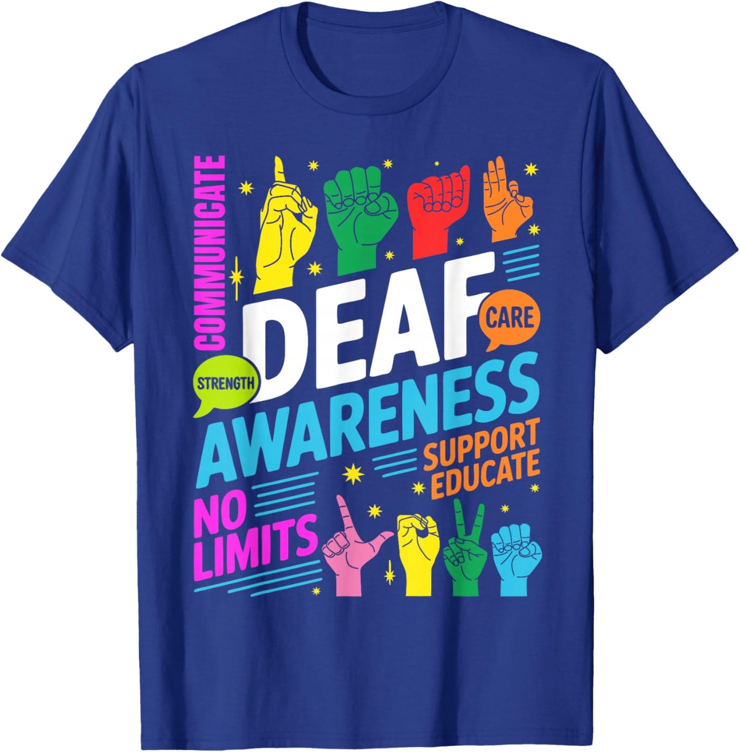 Deaf Awareness Month Inclusion CODA Support ASL T-Shirt - T-Shirt | Royal