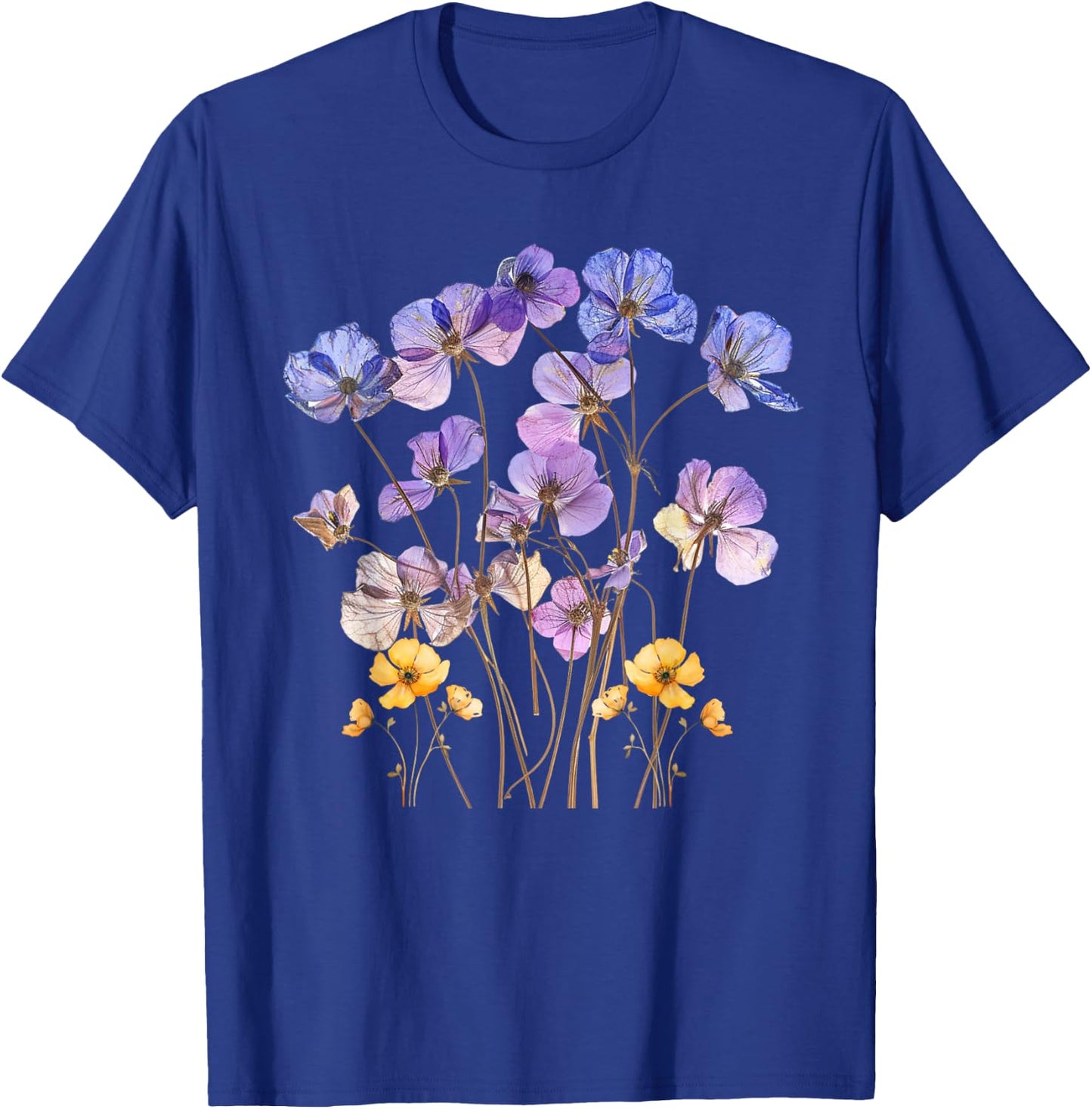 Vintage Flower Graphic Wildflower Floral Gardening T-Shirt - T-Shirt | Royal