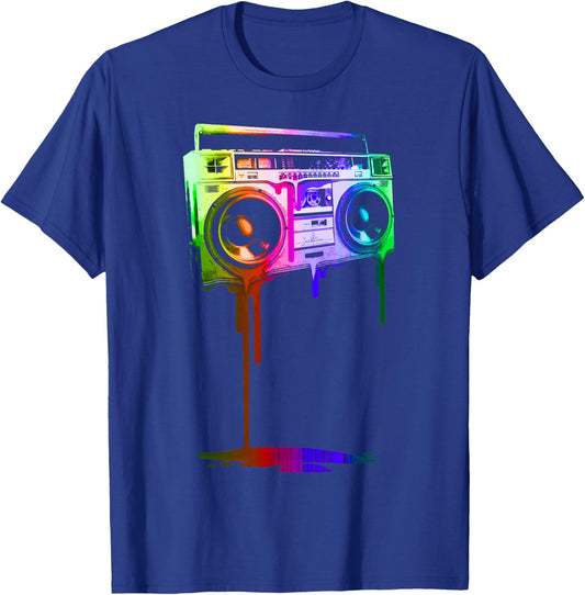 Melting Boombox in Digital Rainbow Colors T-Shirt - T-Shirt | Royal
