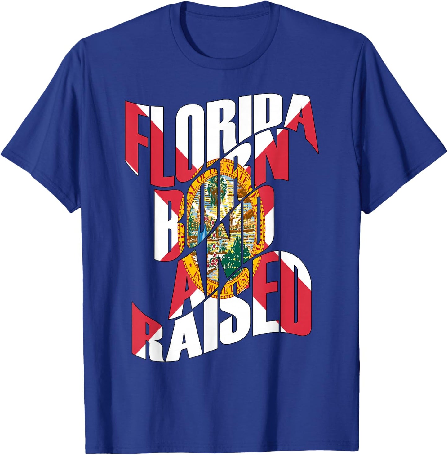 Florida Born and Raised Florida State Flag T-Shirt - T-Shirt | Royal