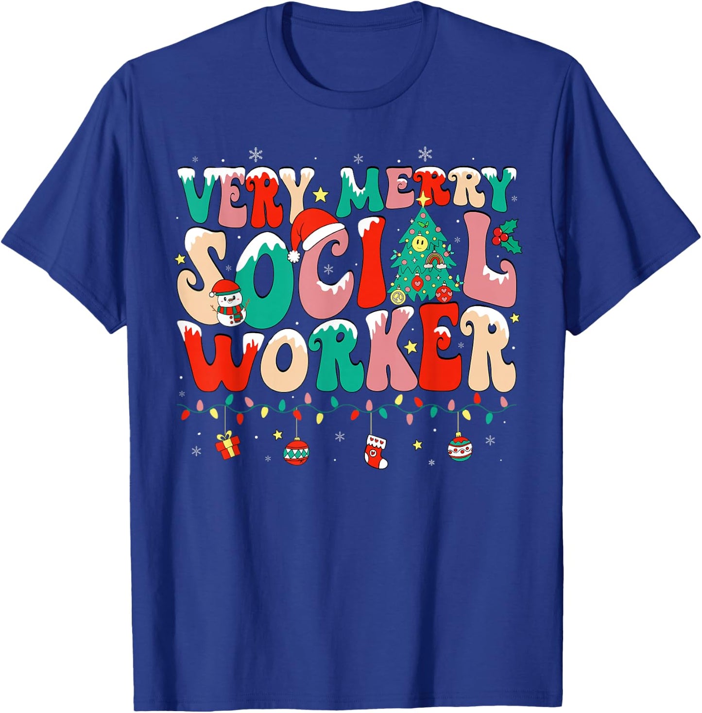 Very Merry Social Worker Xmas Cool Christmas Social Worker T-Shirt - T-Shirt | Royal