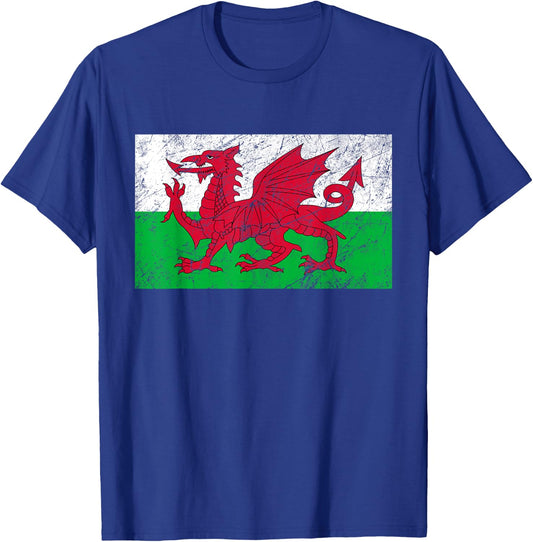 Wales Dragon Flag Welsh Retro Cymru Medieval T-Shirt - T-Shirt | Royal