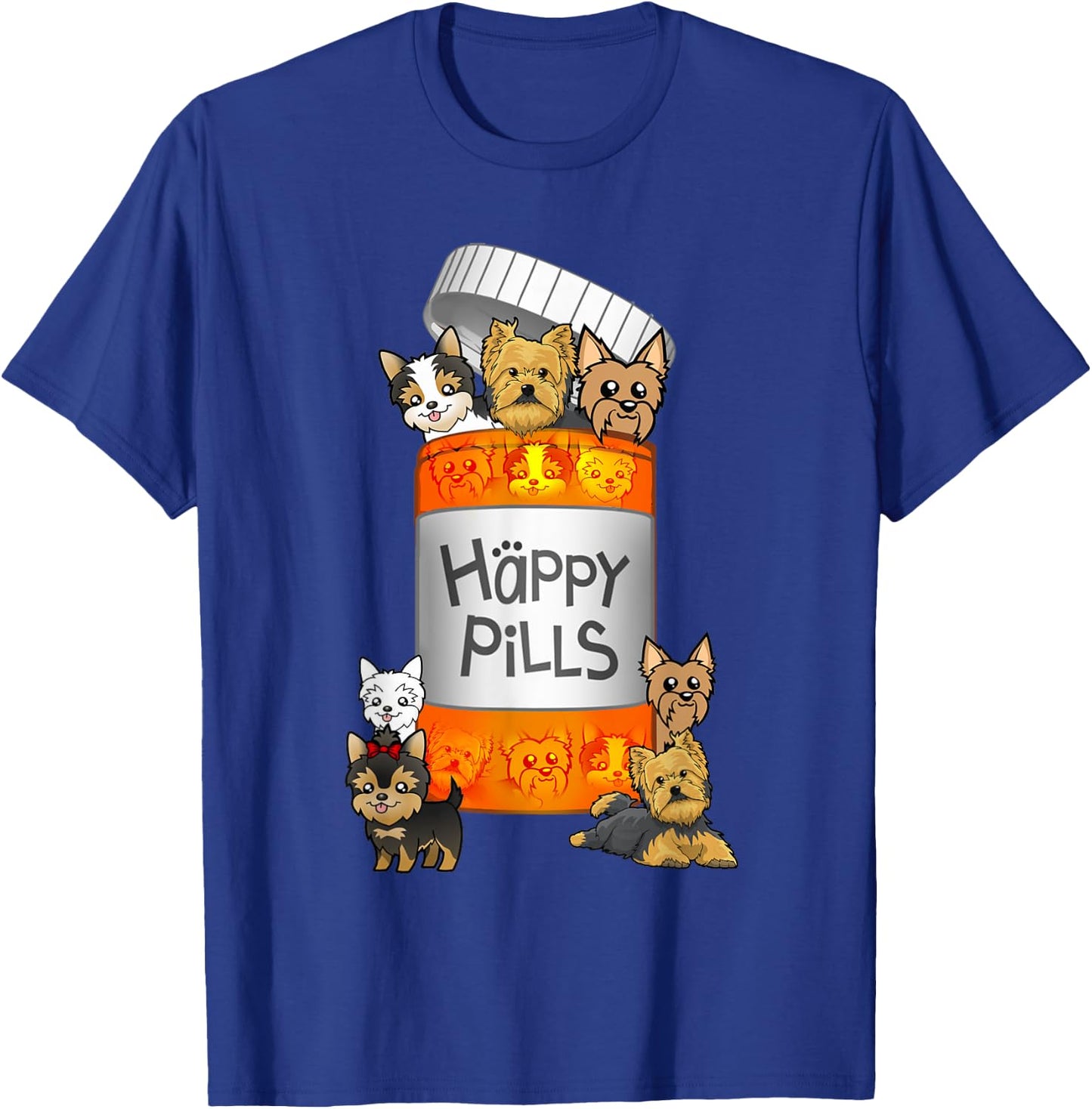 Yorkie Happy Pills T-Shirt - T-Shirt | Royal