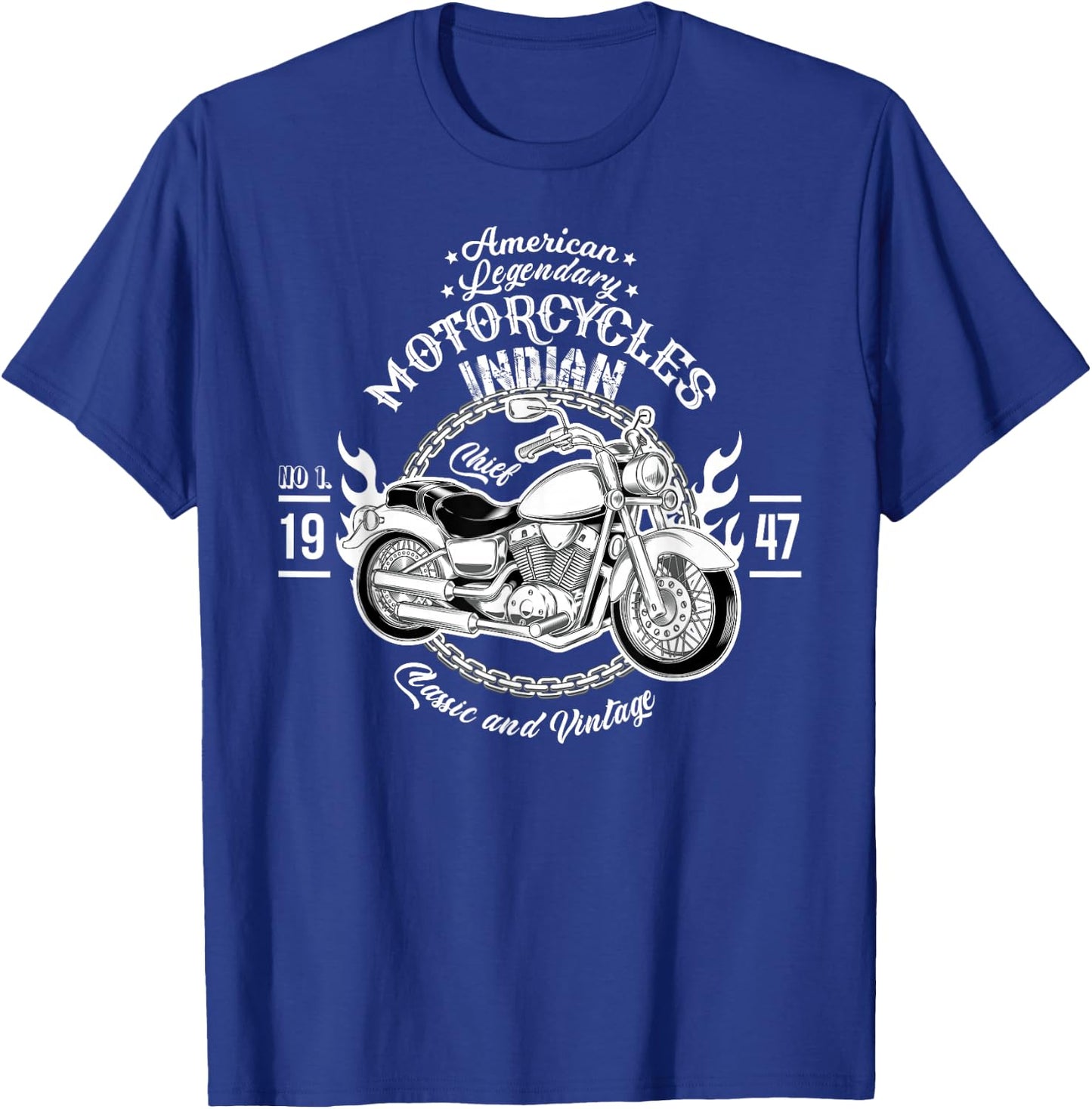American Motorcycle Indian Bikers Vintage Retro Riders Gift T-Shirt - T-Shirt | Royal