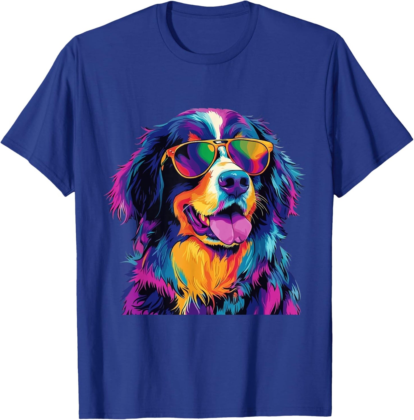 Bernese Mountain Dog Sunglasses Pop Art Funny Mountain Dog Men Women Girls Kids T-Shirt - T-Shirt | Royal