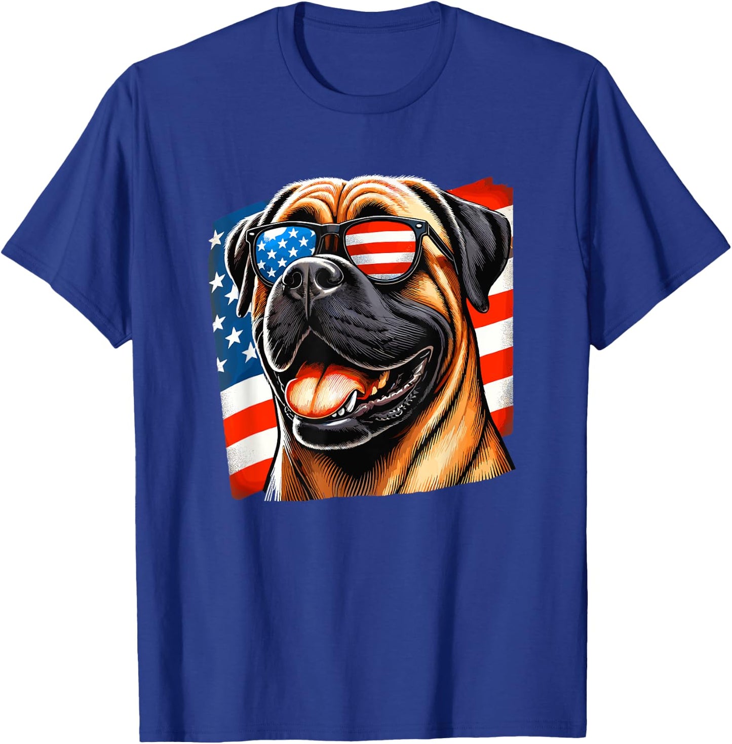 American USA Flag Bullmastiff Bullmastiffs 4th Of July T-Shirt - T-Shirt | Royal