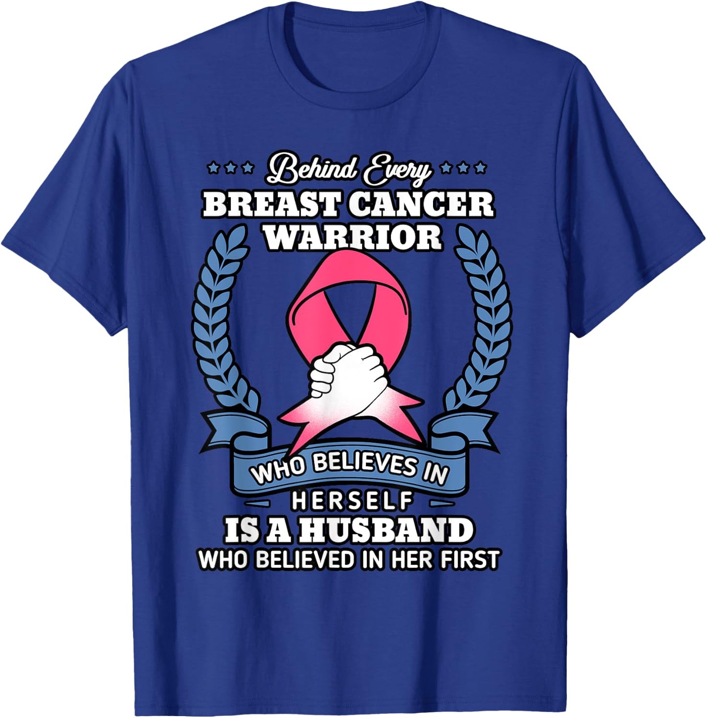 Husband Of A Warrior Breast Cancer Shirt Fight Chemo Gift T-Shirt - T-Shirt | Royal