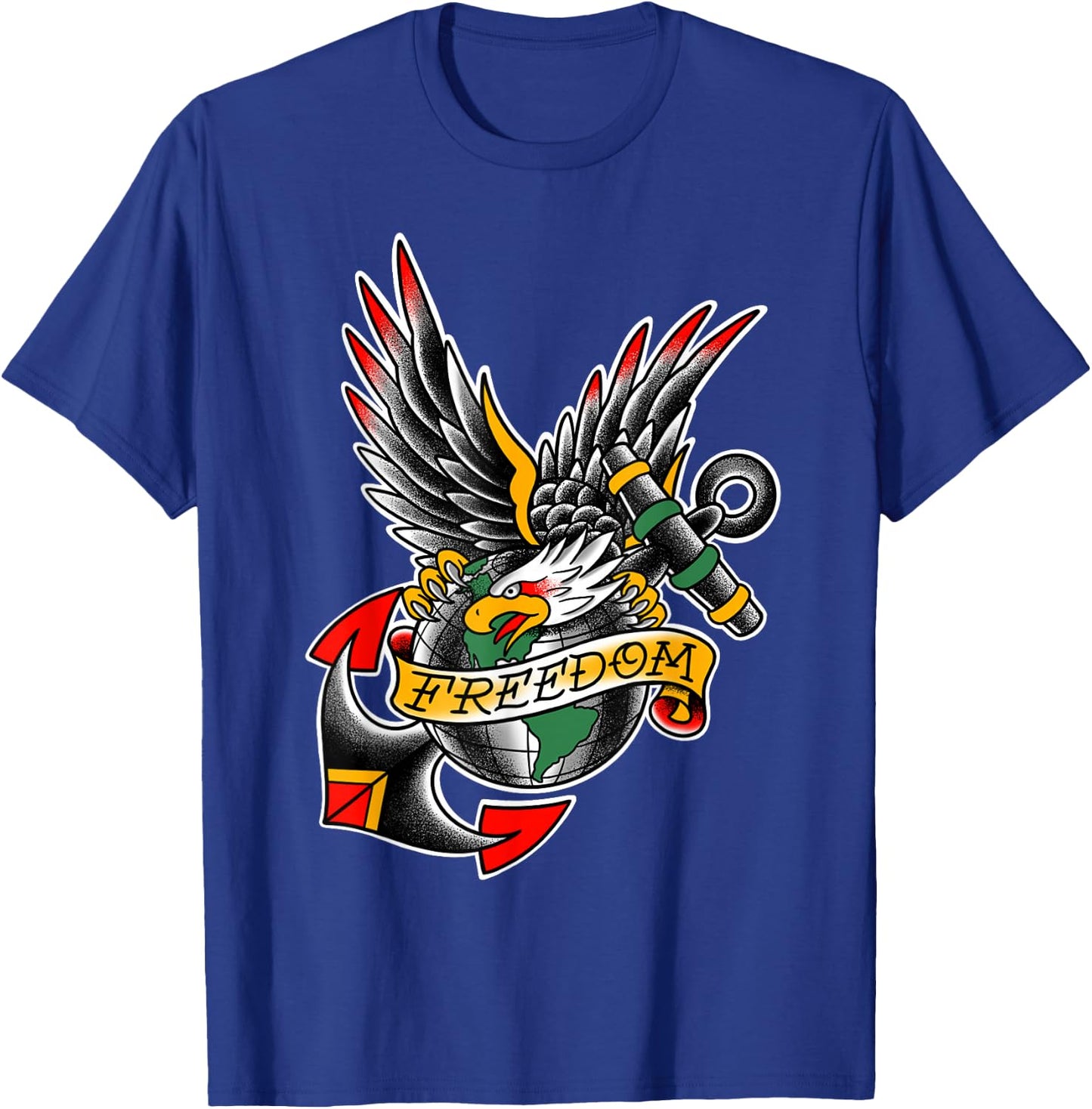USA Traditional Tattoo style Bald Eagle (Freedom) T-Shirt - T-Shirt | Royal