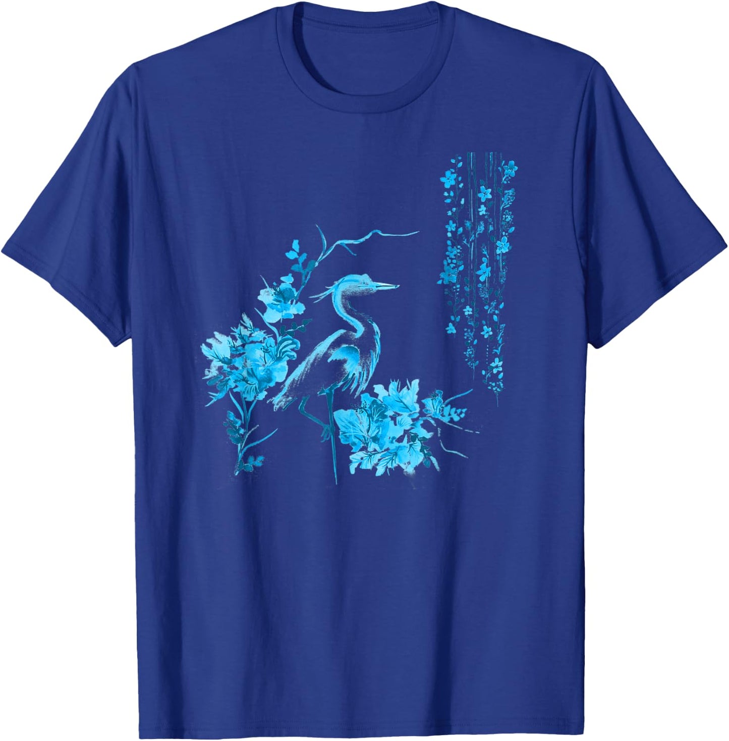 Japanese Art Crane Bird Fresh Garden Stylish Design T-Shirt - T-Shirt | Royal