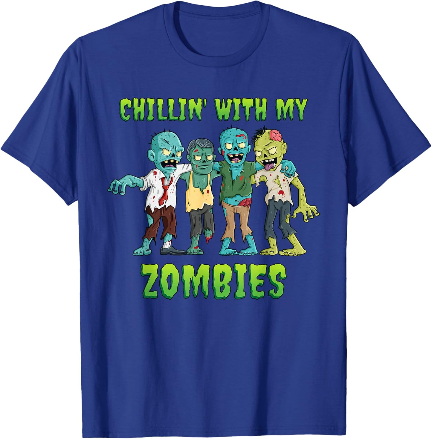 Chillin With My Zombies Halloween Boys Kids Funny T-Shirt - T-Shirt | Royal