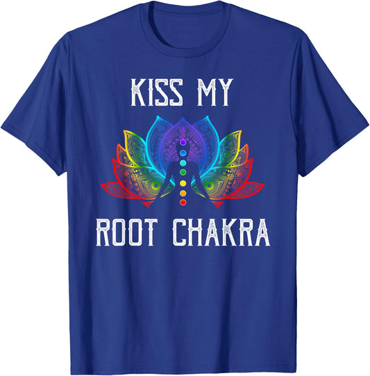 Funny Zen Yoga Lover Shirt Kiss My Root Chakra Yogi Gift T-Shirt - T-Shirt | Royal