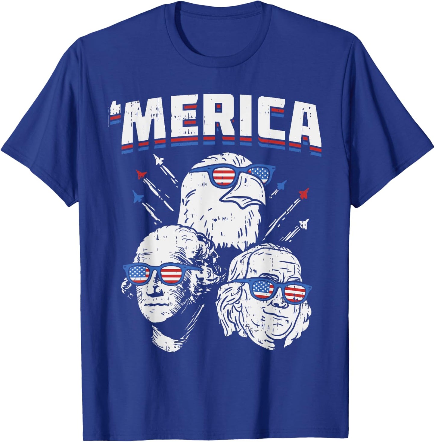 Merica Washington Franklin Eagle 4th Of July USA Patriot Kids Men T-Shirt - T-Shirt | Royal
