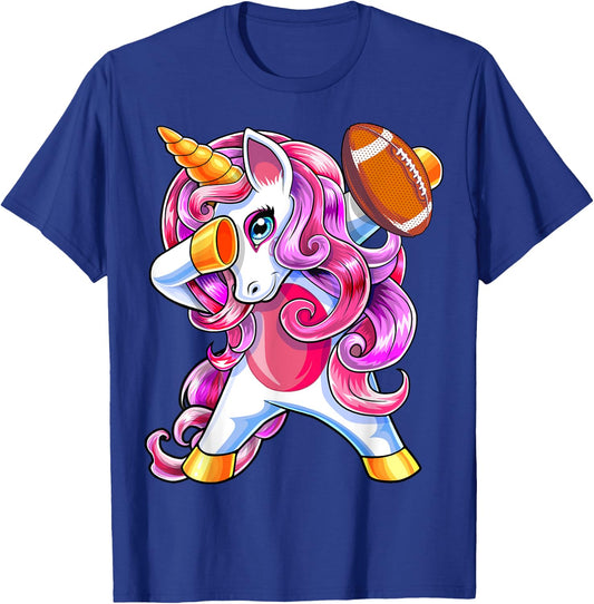 Dabbing Unicorn Football Shirt Unicorn Football Gift Girls T-Shirt - T-Shirt | Royal