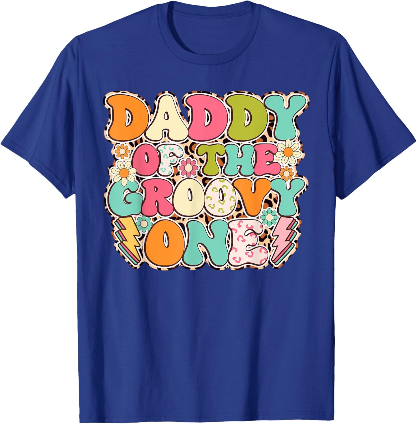 Retro Daddy of Groovy One Matching Family 1st Birthday Party T-Shirt - T-Shirt | Royal