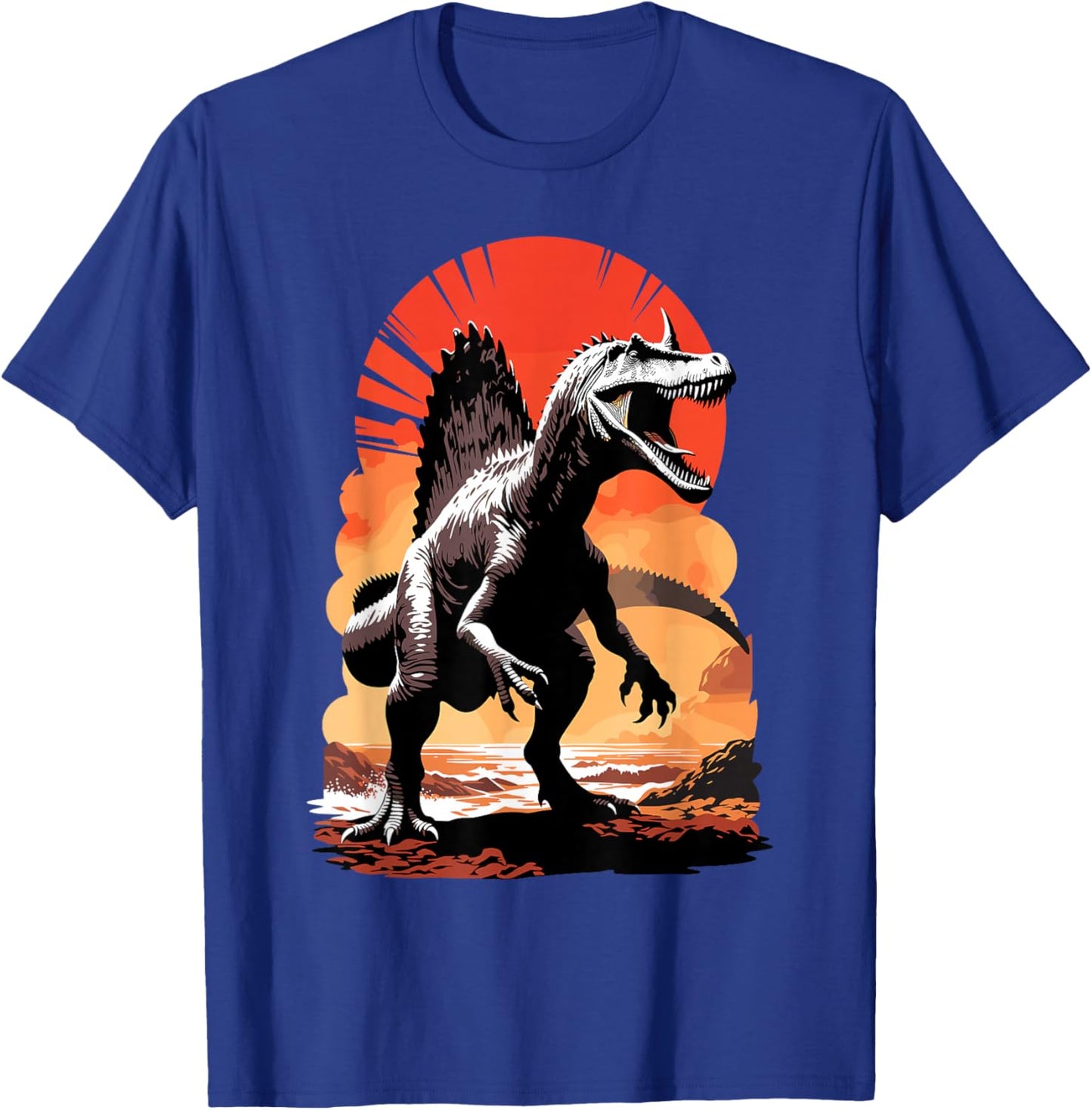 Spinosaurus Mirabilis Horned New Dinosaur Species Graphic T-Shirt - T-Shirt | Royal