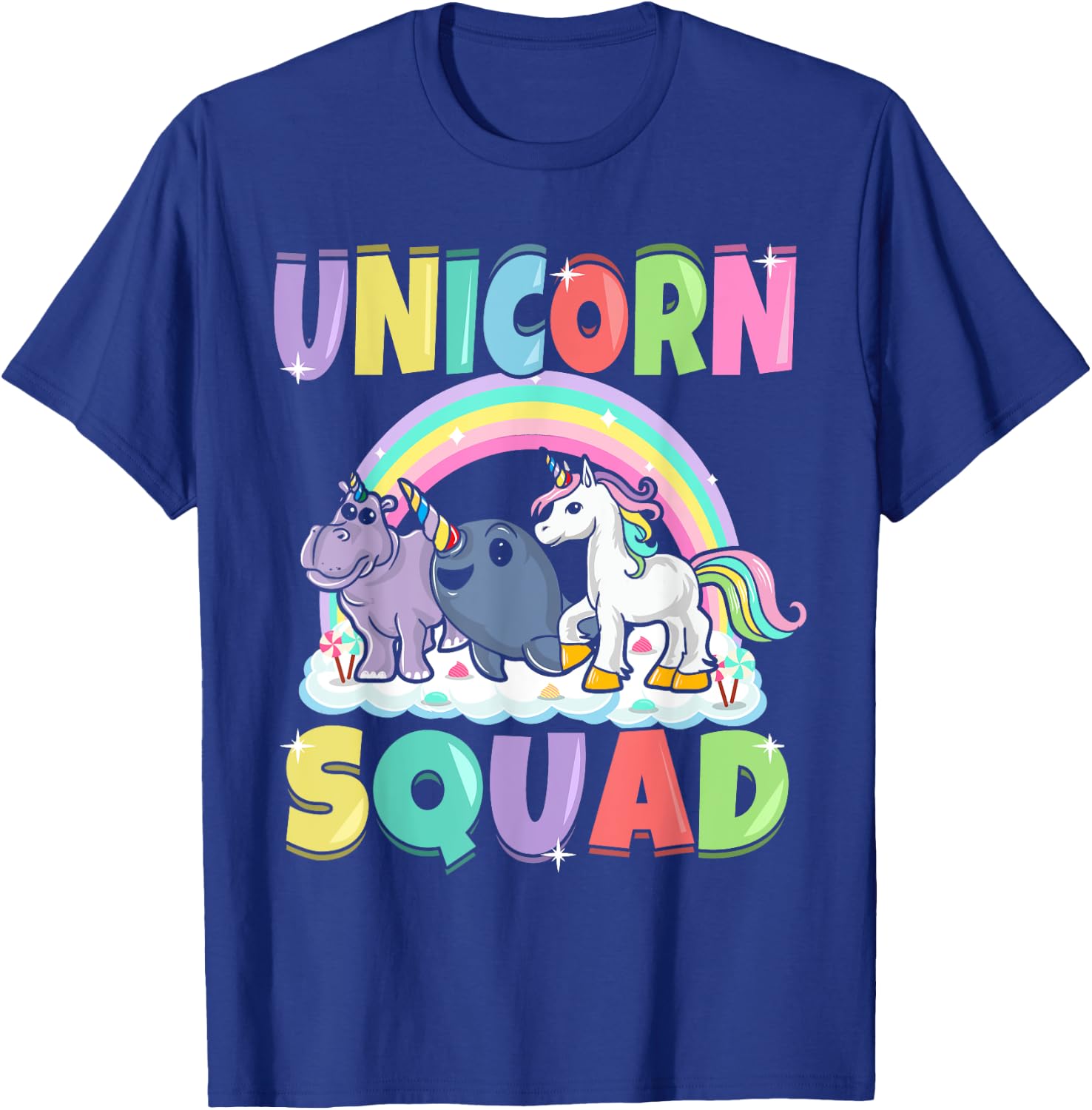 Unicorn Squad Rhino Narwhal Magical Creatures Cute Girly T-Shirt - T-Shirt | Royal