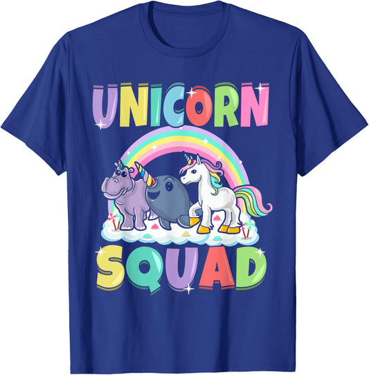Unicorn Squad Rhino Narwhal Magical Creatures Cute Girly T-Shirt - T-Shirt | Royal