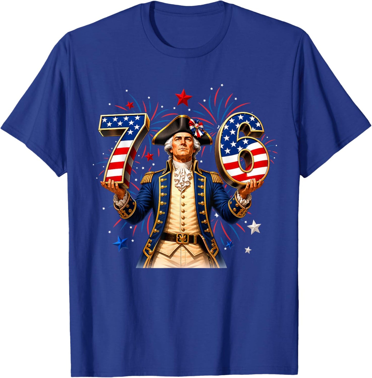 Funny 67 76 George Washington Six Seven Patriotic 4th July T-Shirt - T-Shirt | Royal