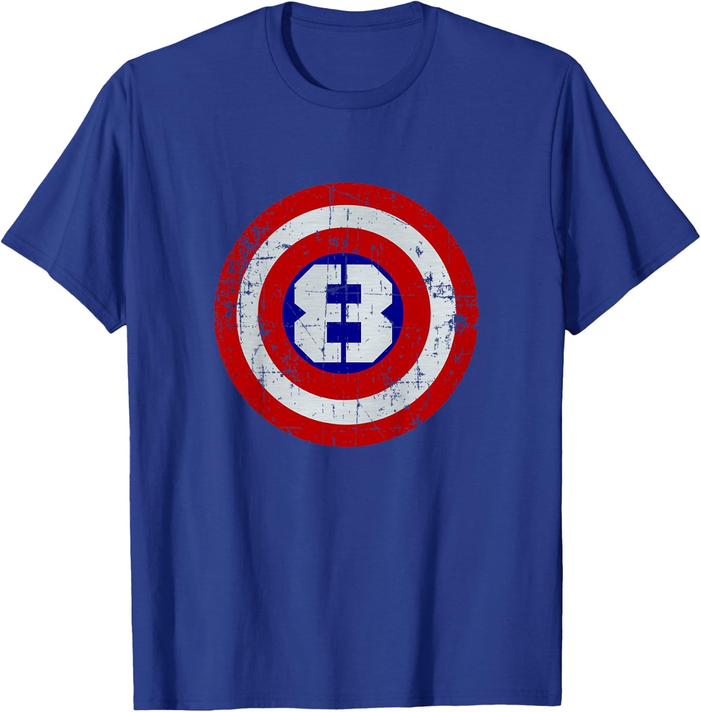 Kids 8 Year old Birthday Distressed Captain Sheild Shirt T-Shirt - T-Shirt | Royal