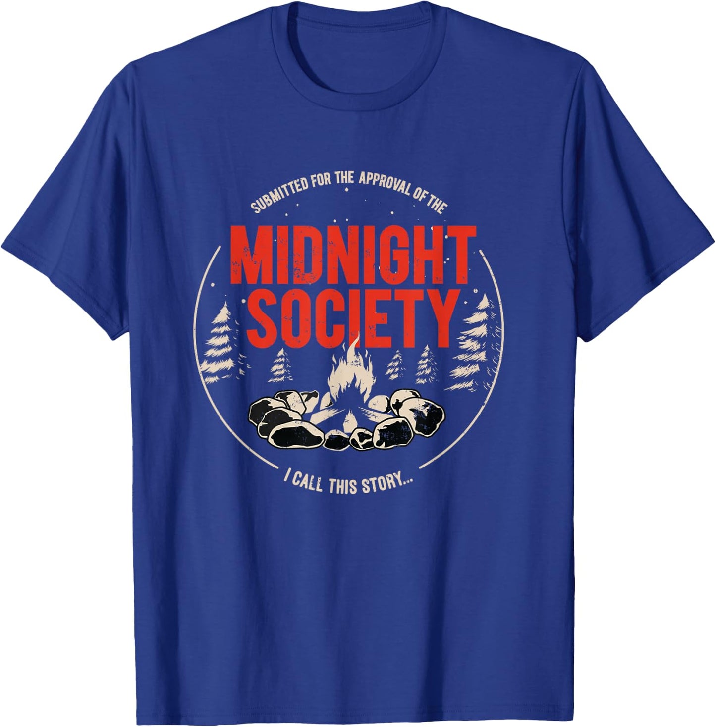 Midnight Society Red Text Campfire Small T-Shirt - T-Shirt | Royal
