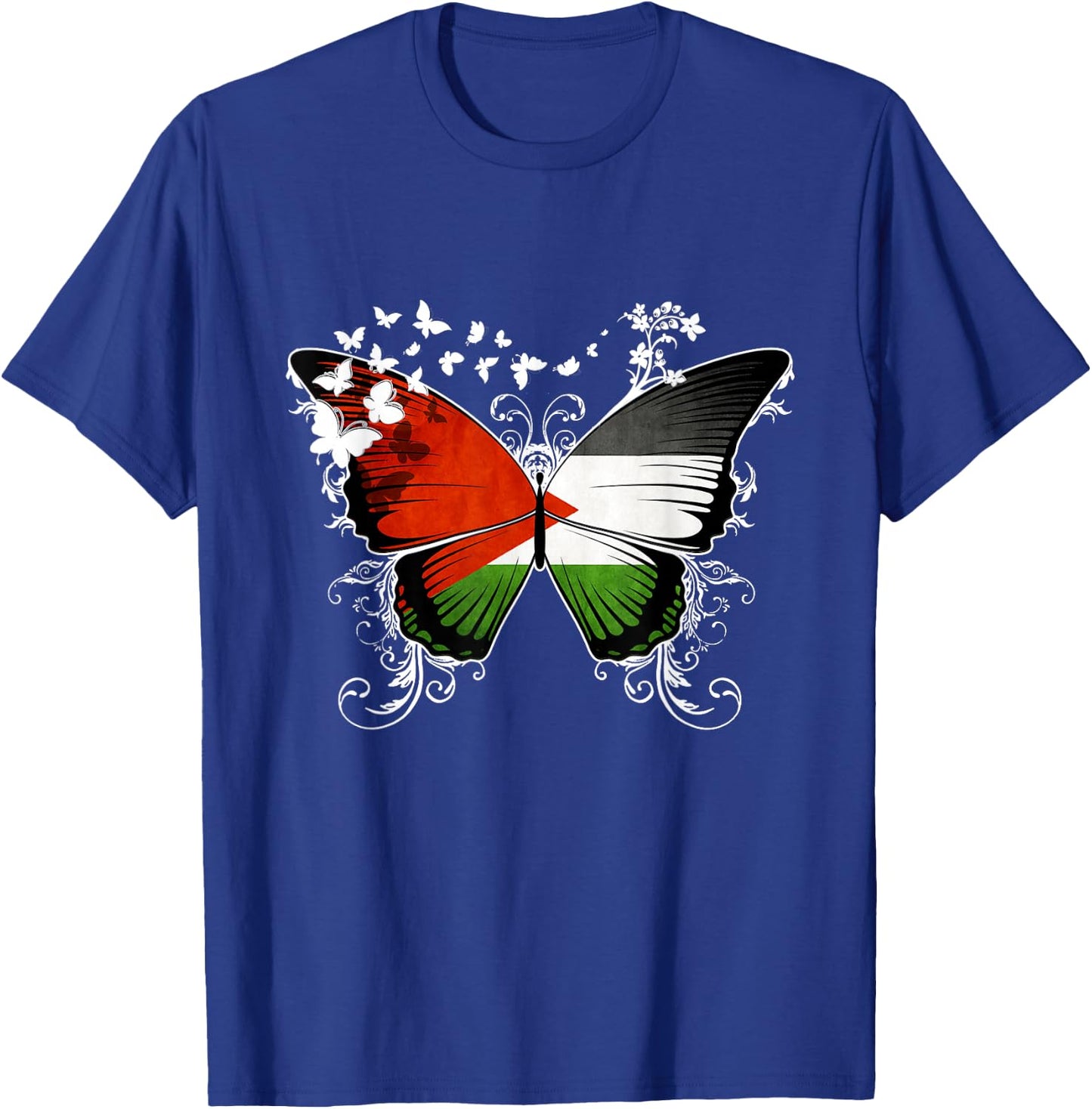 Palestine Flag Shirt Butterfly Graphic T Shirt T-Shirt - T-Shirt | Royal
