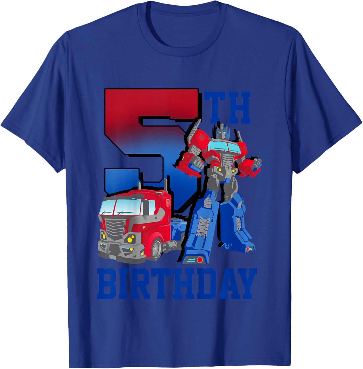 Transformers Optimus Prime 5th Birthday Gradient Fill Poster T-Shirt - T-Shirt | Royal