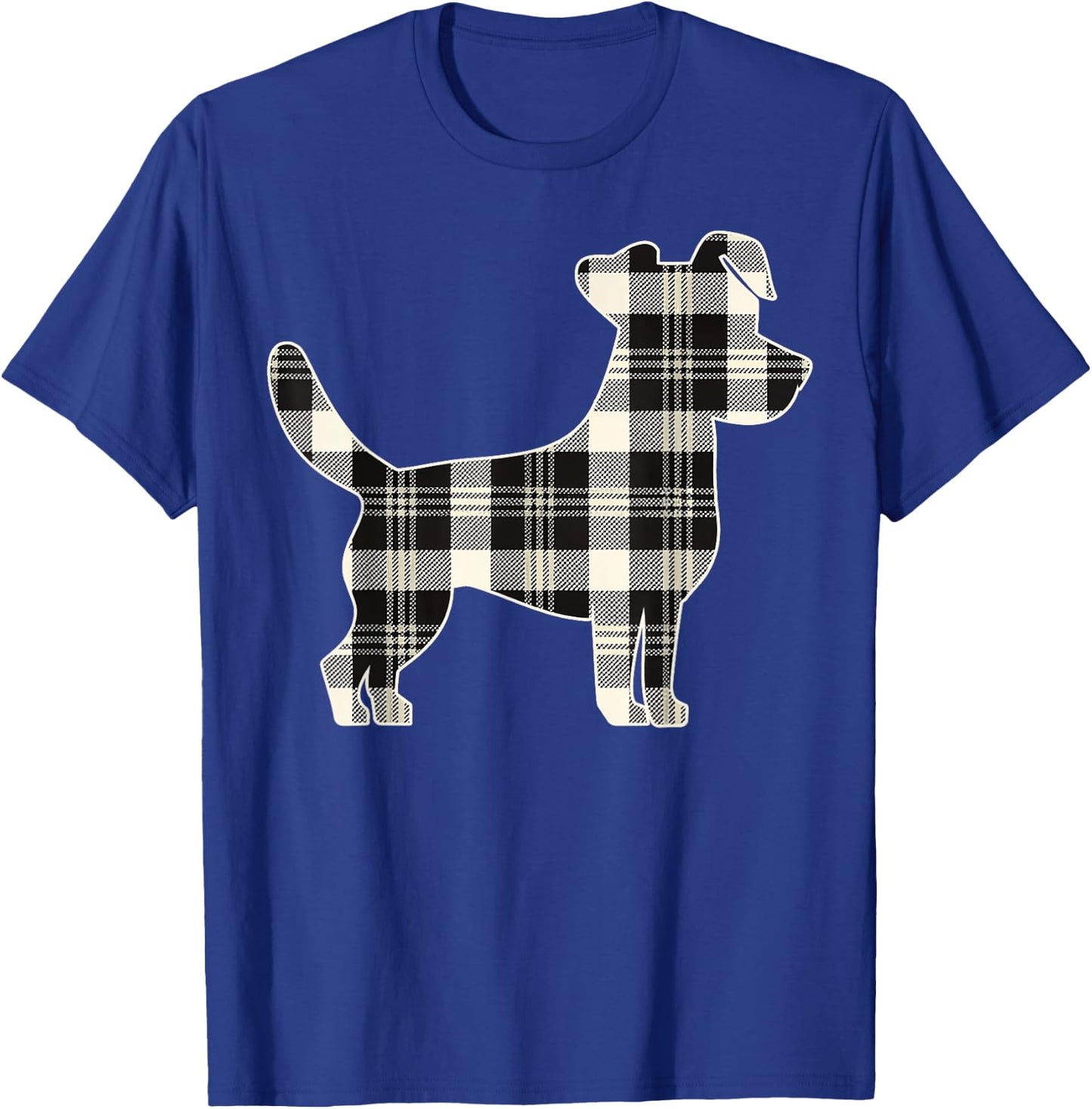 Jack Russell Terrier Vintage White & Black Christmas Buffalo T-Shirt - T-Shirt | Royal