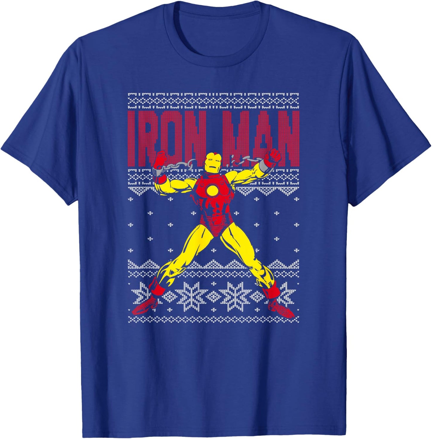 Marvel Iron Man Retro Ugly Sweater Christmas Graphic T-Shirt - T-Shirt | Royal