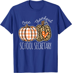 Thankful School Secretary Thanksgiving Office Staff T-Shirt - T-Shirt | Royal