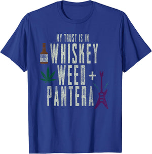 Pantera Official Whiskey, Weed and Pantera T-Shirt - T-Shirt | Royal