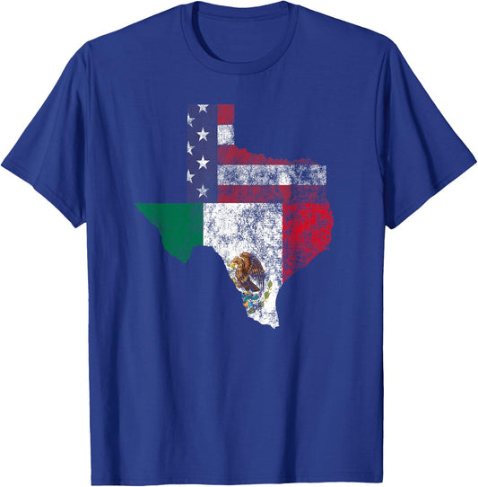 Texas Mexico American Flag Cinco De Mayo Mexican T Shirt T-Shirt - T-Shirt | Royal
