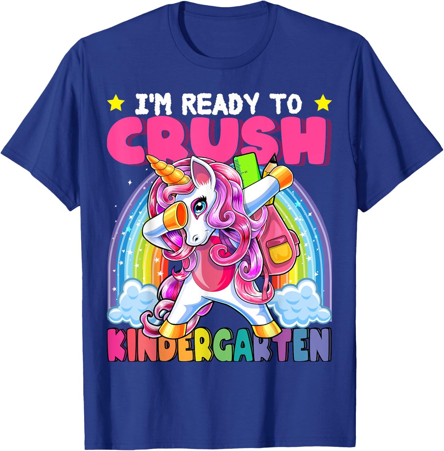 Crush Kindergarten Dabbing Unicorn Back to School Girls Gift T-Shirt - T-Shirt | Royal