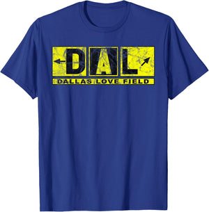 DAL Dallas Love Field Airport Taxiway Sign Pilot Vintage T-Shirt - T-Shirt | Royal