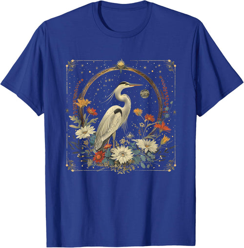 Cute Cottagecore Floral Celestial Heron Aesthetic Women Men