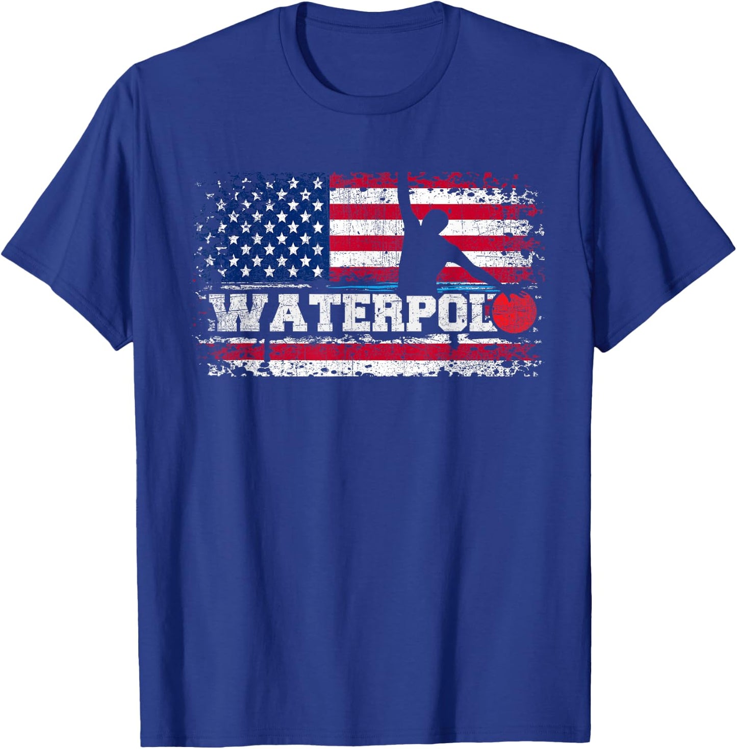 Vintage American Flag Water Polo T Shirt USA Water Polo Gift T-Shirt - T-Shirt | Royal