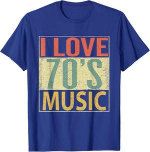 70's Music Shirt. Fun I Love 70s Music Vintage Retro T-Shirt - T-Shirt | Royal