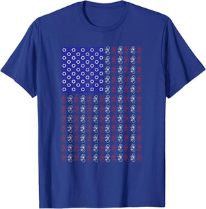 American Flag Cycling Biking Bicycles Riding USA Kids Men T-Shirt - T-Shirt | Royal
