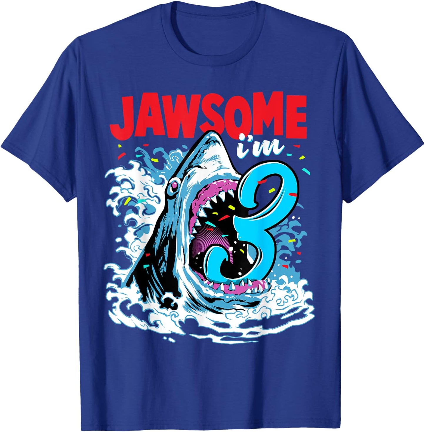 Kids 3rd Birthday Shark 3 | Jawsome Three Year Old Bday Gift T-Shirt - T-Shirt | Royal