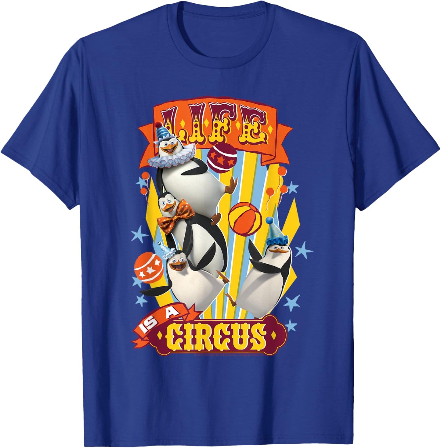 Madagascar Penguin's Life Is a Circus Tex Poster T-Shirt - T-Shirt | Royal