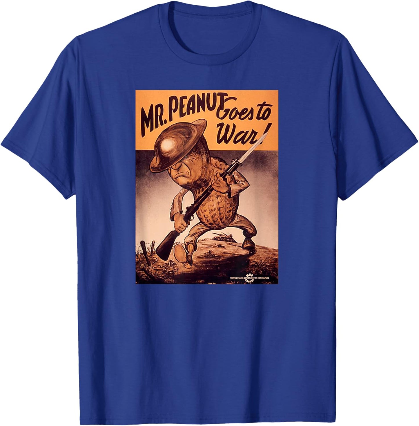 Retro Vintage Poster Mr. Peanut Goes to War - Men's Classic Fit Black - Small T-Shirt - T-Shirt | Royal