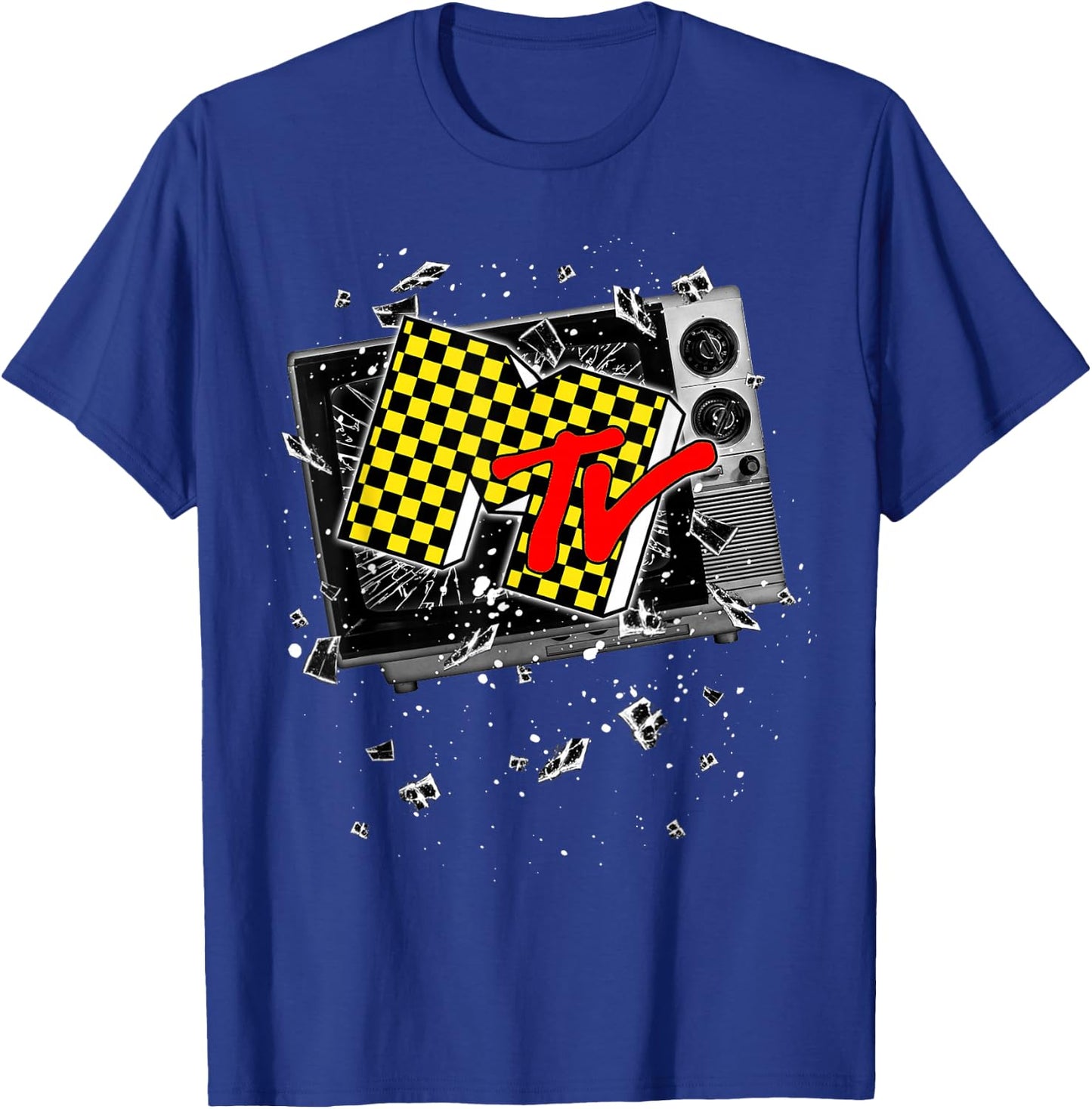 MTV Checker Board Breaking Tv T-Shirt - T-Shirt | Royal