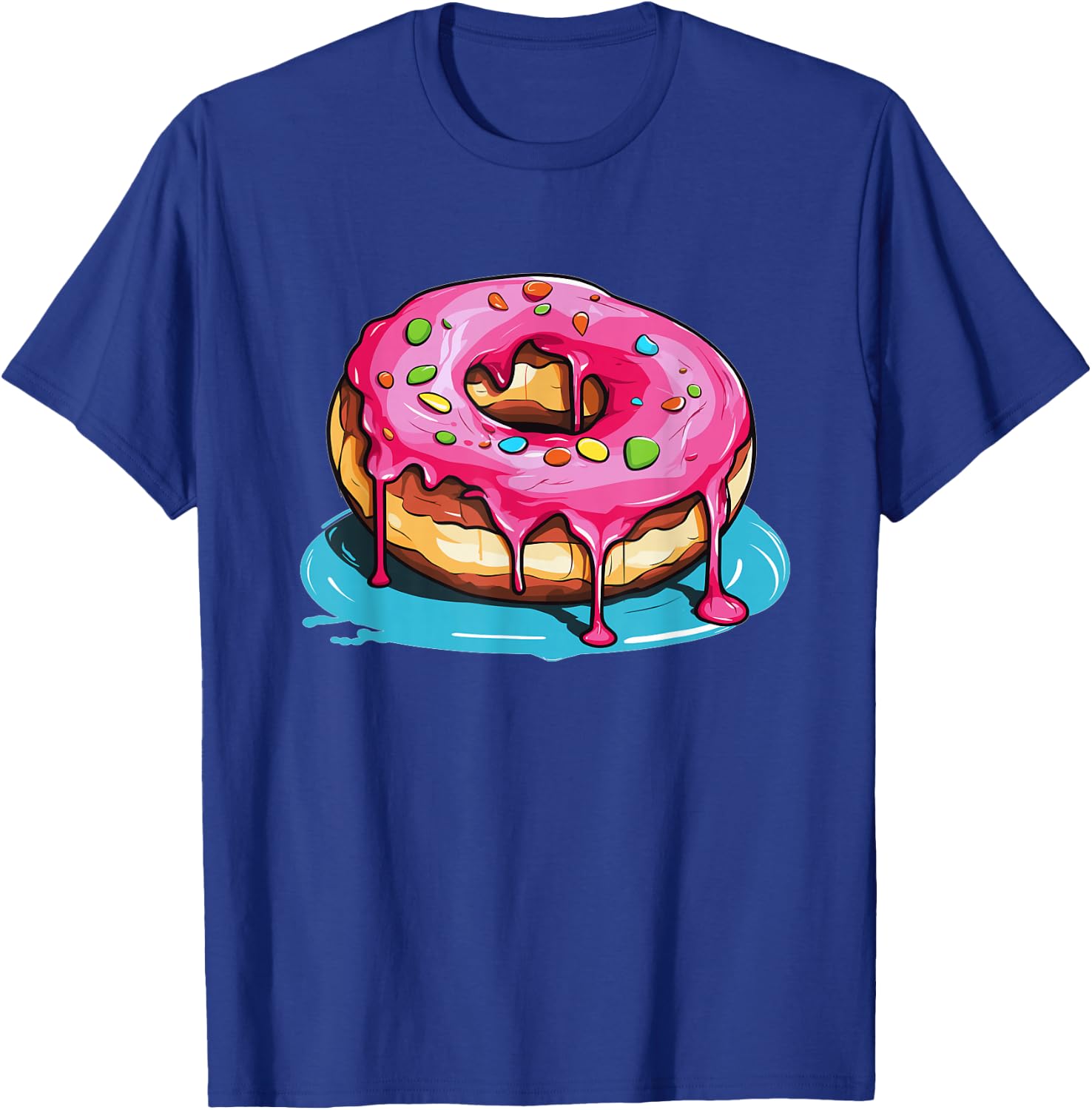 Colorful Sprinkles Dripping Donut T-Shirt - T-Shirt | Royal