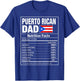 Puerto Rican Dad Nutrition Facts Funny Boricua Father T-Shirt - T-Shirt | Royal
