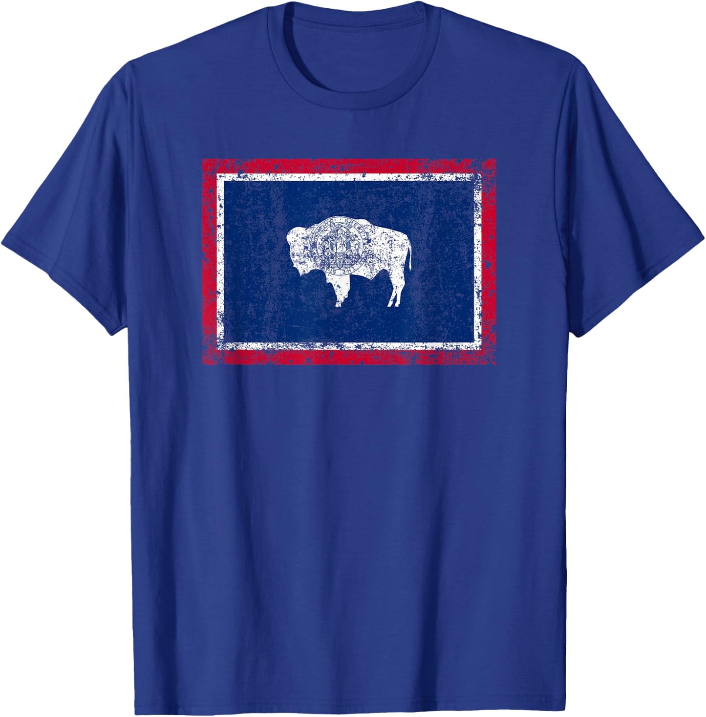 State of Wyoming Flag Fun Vintage Retro Fall Hiking Gift Dad T-Shirt - T-Shirt | Royal