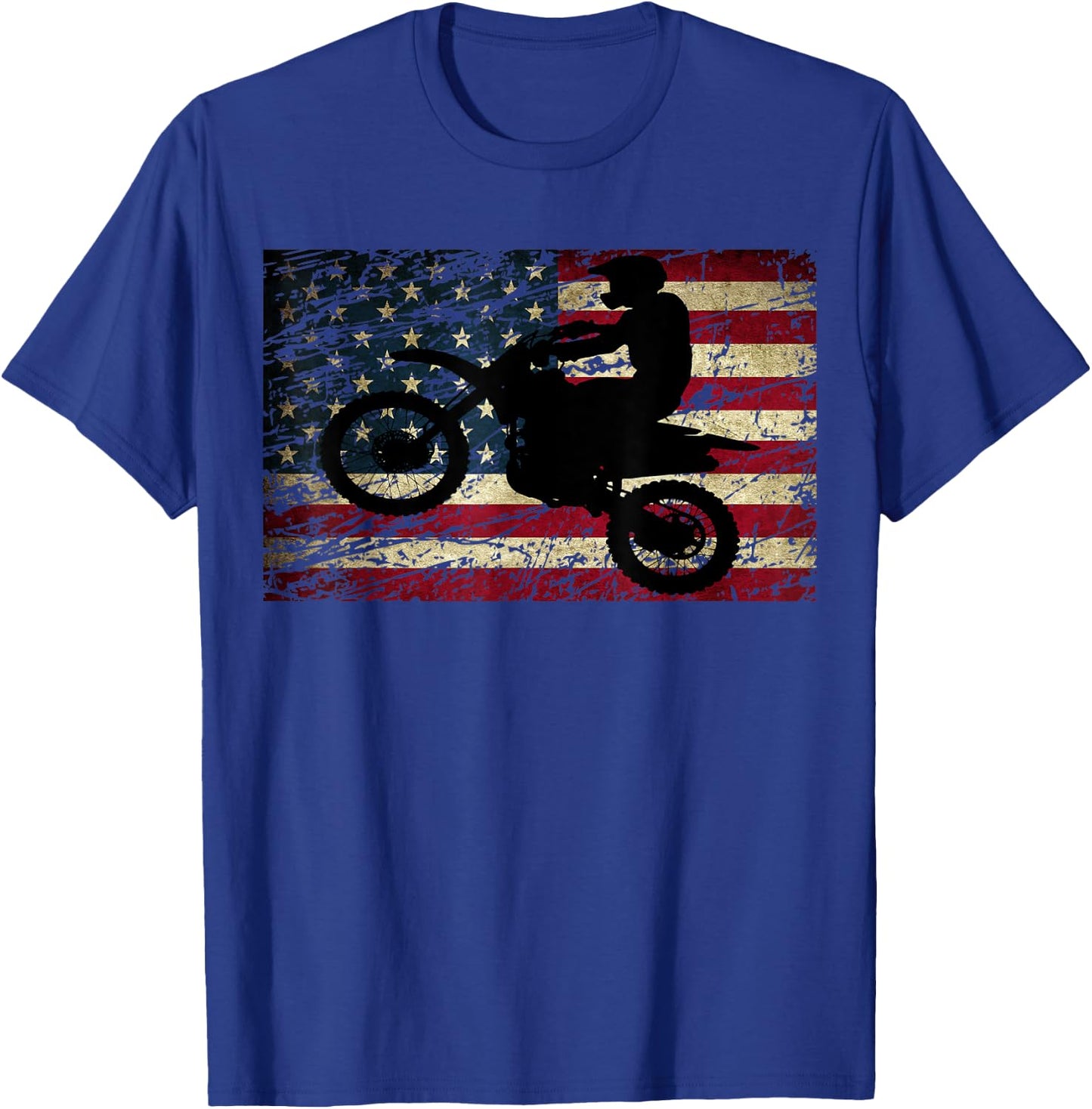 Dirt Bike USA Flag Motocross American Flag Shirt T-Shirt - T-Shirt | Royal