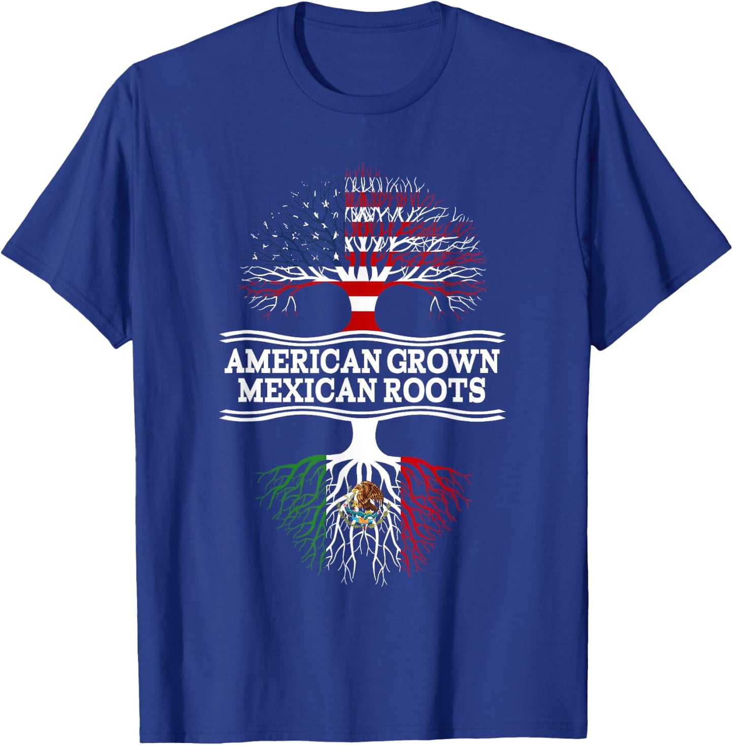 American Grown with Mexican Roots Gift T-Shirt - T-Shirt | Royal