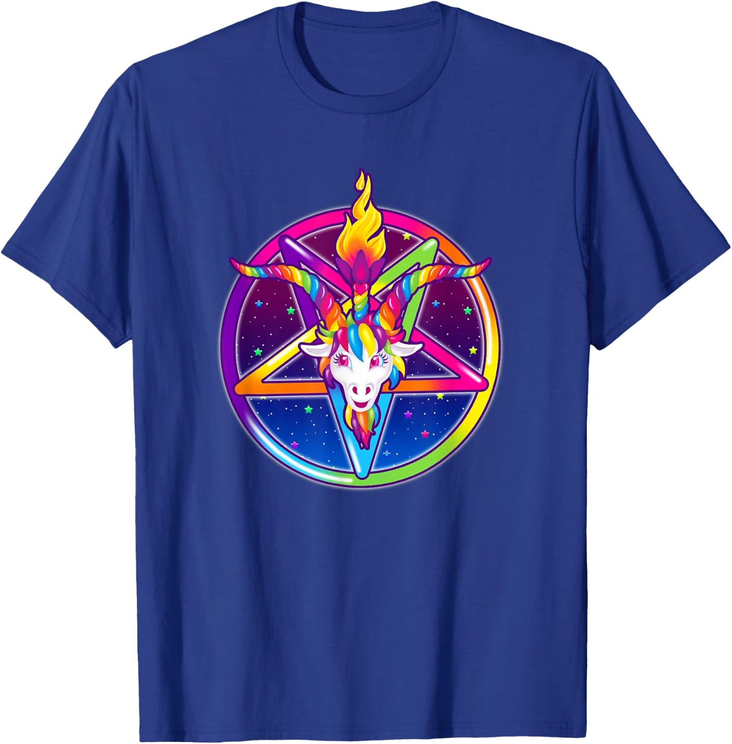 Creepy Girl Club Rainbow Baphomet Pentagram Sigil T-Shirt - T-Shirt | Royal