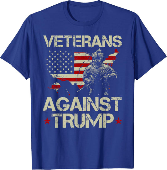 Veterans Against Donald Trump American Flag Gift T-Shirt - T-Shirt | Royal