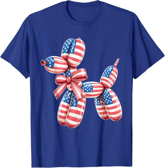 Balloon Dog 4th of July USA Flag American Balloon Artist T-Shirt - T-Shirt | Royal