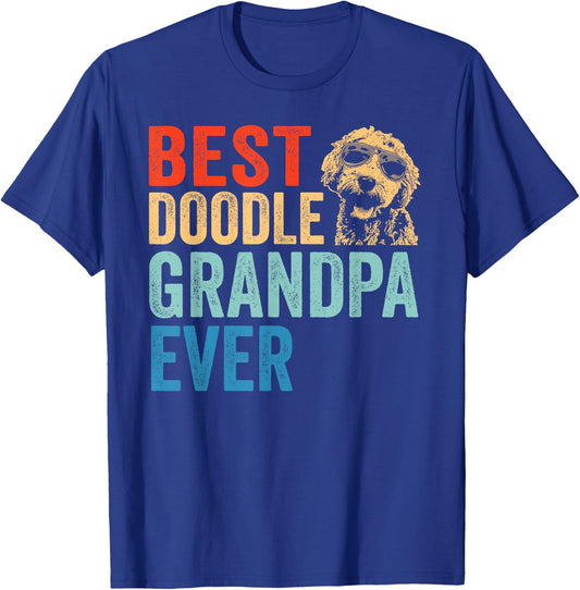 Best Doodle Grandpa Ever Vintage Goldendoodle Gift T-Shirt - T-Shirt | Royal
